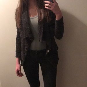 Dark grey soft fuzzy cardigan